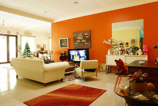 Image result for دیوار نارنجی در دکوراسیون داخلی