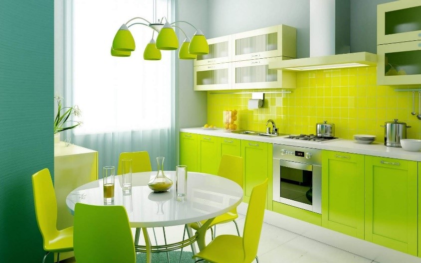 Image result for آشپزخانه سبز و زرد